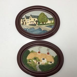 2 VTG 3D TOM THUMB WEST COUNTY COTTAGE & BOURTON-ON-THE-WATER Wall Plaques